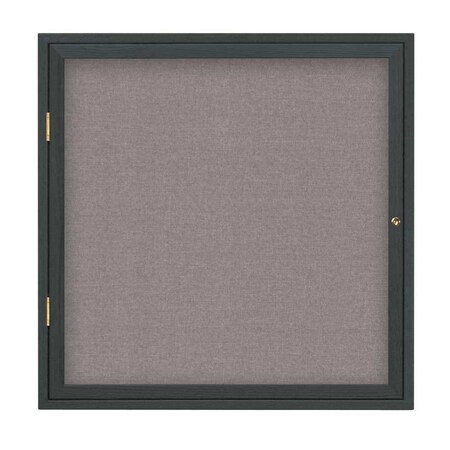 United Visual Products Single Door Slim Enclosed Radius EZ Tack Board, 24"x36", Satin/Blue UVRDS23EZ-BLUE-SATIN